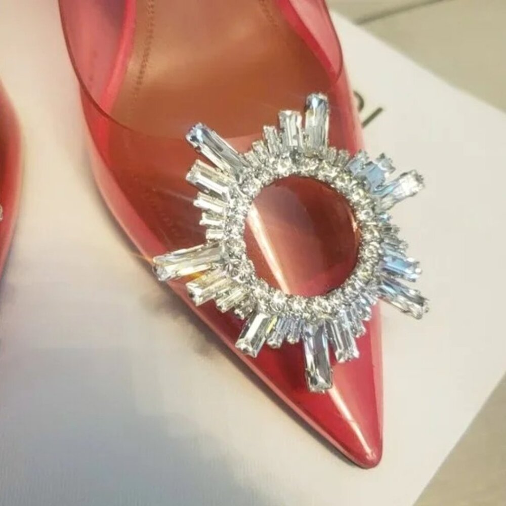 Amina Muaddi Begam glass Pump Pink Glass Clear Heels size 39 - Picture 9 of 16